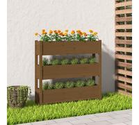 vidaXL Jardinera de madera maciza de pino marrón miel 112x25x104,5 cm