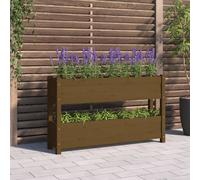 vidaXL Maceta para plantas, color miel, 112x25x66 cm, madera maciza de pino