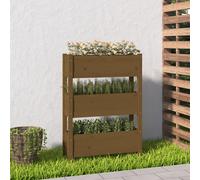vidaXL Jardinera de madera maciza de pino marrón miel 77x25x104,5 cm
