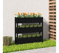 vidaXL Jardinera de madera maciza de pino negro 112x25x104,5 cm