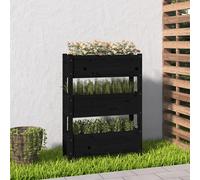 vidaXL Jardinera de madera maciza de pino negro 77x25x104,5 cm