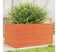 vidaXL Jardinera de madera maciza de pino 90x60x46 cm Color Pino natural, Blanco, Marrón cera y mas Wax brown