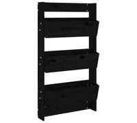 vidaXL Jardinera de Pared 3 Niveles, Macetero Colgante, Maceta para Plantas Flores, Jardinera para Jardín Patio Balcón, Madera de Pino Negro