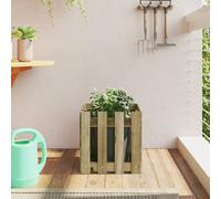 vidaXL Jardinera, Macetero con Diseño de Valla, Maceta de Plantas Flores, Jardinera para Jardín Patio Balcón Terraza, Madera de Pino Impregnada