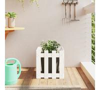 vidaXL Jardinera diseño de valla madera maciza pino blanca 40x40x40 cm