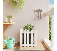 vidaXL Jardinera, Macetero con Diseño de Valla, Maceta de Plantas Flores, Jardinera para Jardín Patio Balcón Terraza, Madera Maciza de Pino Blanca