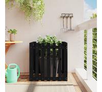 vidaXL Jardinera diseño de valla madera maciza pino negra 70x70x70 cm