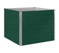 vidaXL Jardinera Elevada Maceteros Maceta Recipiente Jardín Caja Plantar Sembrar Flores Plantas Terraza Exterior de Acero Galvanizado Verde