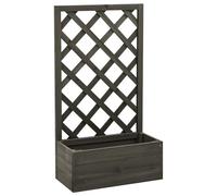 vidaXL Jardinera enrejada - Soporte para trepadoras, Madera de abeto Gris 50x25x90 cm