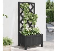 vidaXL Jardinera enrejada madera maciza de abeto negra