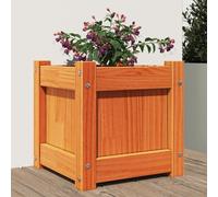 vidaXL Jardinera exterior madera maciza pino marrón cera 31x31x31 cm