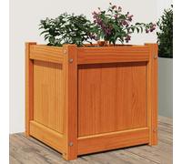 vidaXL Jardinera exterior madera maciza pino marrón cera 40x40x40 cm