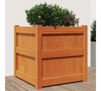 vidaXL Jardinera exterior madera maciza pino marrón cera 50x50x50 cm