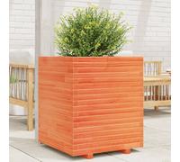 vidaXL Jardinera madera maciza de abeto 60x60x72 cm Color Pino natural, Blanco, Marrón cera y mas Brown wax