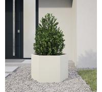 vidaXL Jardinera hexagonal de acero blanco 69x60x45 cm para flores, patio y exterior