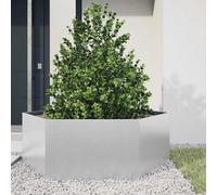 vidaXL Jardinera hexagonal de acero galvanizado 138x120x45 cm – macetero exterior