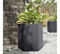 vidaXL Jardinera Hexagonal Acero Gris Antracita 46x40x45 cm, Jardinera de Flores, Jardinera de Patio, macetero, Jardinera de Exterior