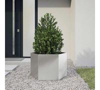 vidaXL Jardinera hexagonal - acero inoxidable, suelo abierto, bancal alto para verduras 69x60x45 cm