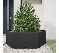 vidaXL Jardinera hexagonal de acero negra 138x120x45 cm