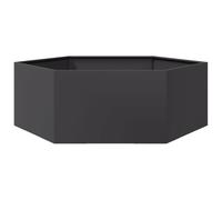 vidaXL Jardinera hexagonal de acero negra 138x120x45 cm