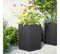 vidaXL Jardinera Hexagonal de acero negra 46x40x45 cm de exterior