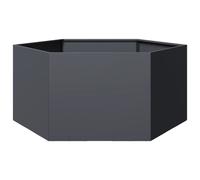 vidaXL Macetero jardinera hexagonal de acero con suelo abierto y bancal alto 104x90x45 cm antracita