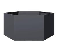 vidaXL Macetero jardinera hexagonal de acero con suelo abierto y bancal alto 104x90x45 cm antracita