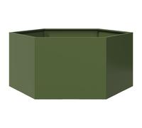 vidaXL Jardinera hexagonal de acero verde oliva 104x90x45 cm