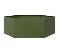 vidaXL Jardinera hexagonal de acero verde oliva 138x120x45 cm
