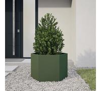 vidaXL Jardinera Hexagonal de Acero – Macetero Exterior 69x60x45 cm Verde Oliva