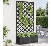 vidaXL Jardinera con enrejado – Macetero para plantas trepadoras, madera maciza de abeto negro