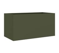vidaXL Jardinera, Macetero para Plantas Flores Hierbas, Soporte para Macetas, Arriate Elevado para Jardín Patio Terraza Balcón, Acero Verde Oliva