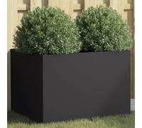 vidaXL Jardinera, Macetero para Plantas Flores Hierbas, Soporte para Macetas, Arriate Elevado para Jardín Patio Terraza Balcón, Acero Negro