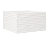 vidaXL Jardinera madera maciza de pino 80x80x45,5 cm Color Pino natural, Blanco, Marrón cera y mas White