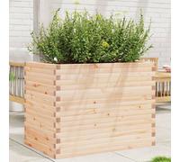 vidaXL Jardinera madera maciza de abeto 90x60x68,5 cm Color Pino natural, Blanco, Marrón cera y mas Natural pine