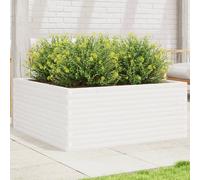 vidaXL Jardinera madera maciza de pino 110x110x46 cm Color Pino natural, Blanco, Marrón cera y mas White