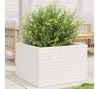 vidaXL Jardinera de madera maciza de pino 70x70x46 cm Color Pino natural, Blanco, Marrón cera y mas White