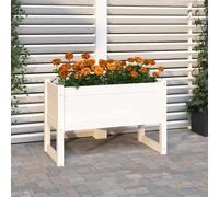 vidaXL Jardinera de madera maciza de pino 78x40x52 cm Interior/Exterior Blanco