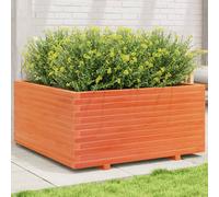 vidaXL Jardinera madera maciza de pino 100x100x49,5 cm Color Pino natural, Blanco, Marrón cera y mas Wax brown