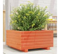 vidaXL Jardinera madera maciza de pino marrón cera 50x50x26,5 cm