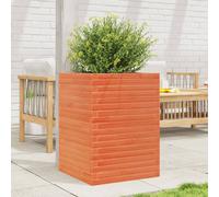 vidaXL Jardinera madera maciza de pino marrón cera 50x50x68,5 cm