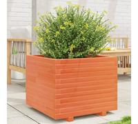 vidaXL Jardinera madera maciza de pino marrón cera 60x60x49,5 cm