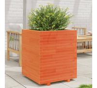 vidaXL Jardinera madera maciza de pino marrón cera 60x60x72,5 cm