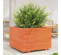 vidaXL Jardinera de madera maciza de pino 70x70x49,5 cm Color Pino natural, Blanco, Marrón cera y mas Wax brown