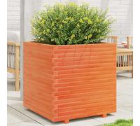 vidaXL Jardinera madera maciza de pino marrón cera 70x70x72,5 cm