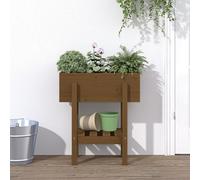 vidaXL Jardinera madera maciza de pino marrón miel 62x30x69 cm