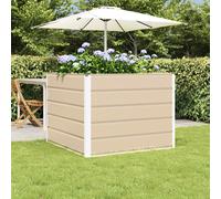 vidaXL Jardinera Marfil 100 x 100 x 75 cm Acero, Macetero Moderno de Acero, Decorativo y Duradero para jardín, Minimalista y Elegante, Ideal para Plantas