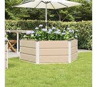 vidaXL Jardinera Marfil 129×129×45 cm Acero – Macetero hexagonal, Diseño geométrico