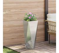 vidaXL Jardinera Plateado 30 x 30 x 75 cm Acero Galvanizado, Jardinera de Acero Rectangular, Resistente para Exterior, Decoración en Casa, Exhibición en Patio