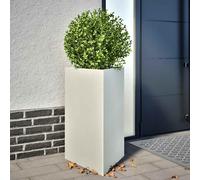 vidaXL Jardinera Triangular Acero Blanco 50x43x75 cm, macetero, Jardinera de Exterior, Jardinera de jardín, maceteros, Jardinera de Patio